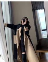 Abrigo largo de lana para mujer, abrigo de talla grande, color contrastante, estilo fragante pequeño, otoño e invierno, novedad de 2024 - details 8