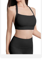 Chaleco deportivo de mujer con cuello halter y almohadillas para el pecho, sujetador de fitness sexy sin espalda, top de yoga portátil, top corto - details 22