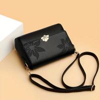 Bolso bandolera vintage con estampado floral para mujer, con detalles de hardware, ligero con correa extraíble, cierre de cremallera, forro de poliéster, diseño de color sólido para uso diario - details 2