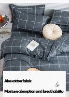 Juego de cama a cuadros, funda de edredón, sábana y funda de almohada, tamaño doble, queen y king, Simple, 3/4 - details 2