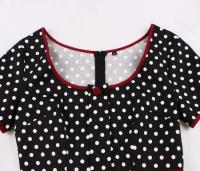 Vestido de Verano Vintage Hepburn Polka Dot de Contraste Cuello Cuadrado de los 50 Cintura Alta - details 40