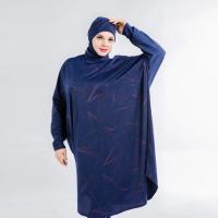 Burkini musulmán para mujer, traje de baño modesto de manga larga, talla grande, hiyab con camisa de murciélago - details 12