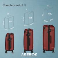 Juego de Maletas Arebos - 4 Piezas - Rígidas de Plástico ABS - 4 Ruedas de 360 °   - Maletas de Viaje - Cierre de Cremallera - M-L-XL - details 8