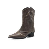 Botas matin con punta estrecha para mujer, botas de cuero a la moda, zapatos para mujer - details 2
