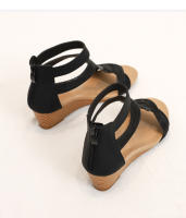 Sandalias de tacón de cuña de verano de talla grande, zapatos de mujer ajustados con cremallera trasera, zapatos romanos - details 13