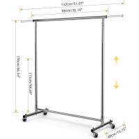 Perchero de Ropa de Metal Resistente y Ajustable con Ruedas Altura Regulable Extensible para Ropa - details 1