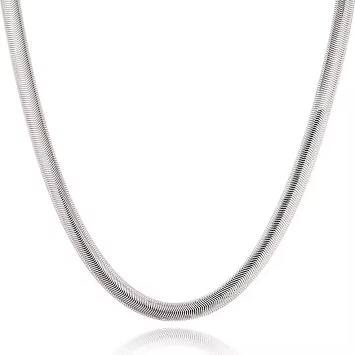 Collar de cadena de serpiente para mujeres y hombres, joyería de plata, 6 mm, 16-24 pulgadas - 1