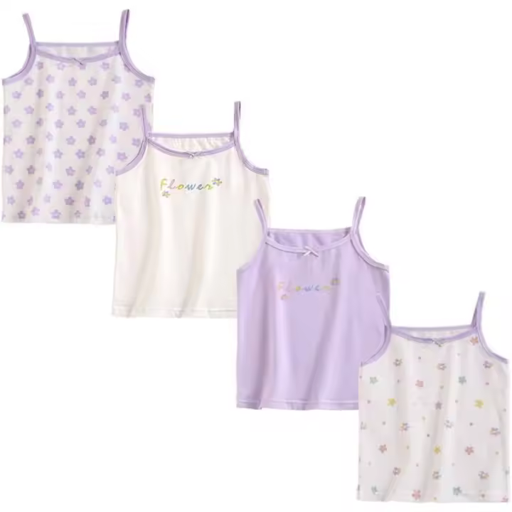 Camisetas de Tirantes Interiores de Algodón para Niña, Ropa Interior, paquete de 4 - 1