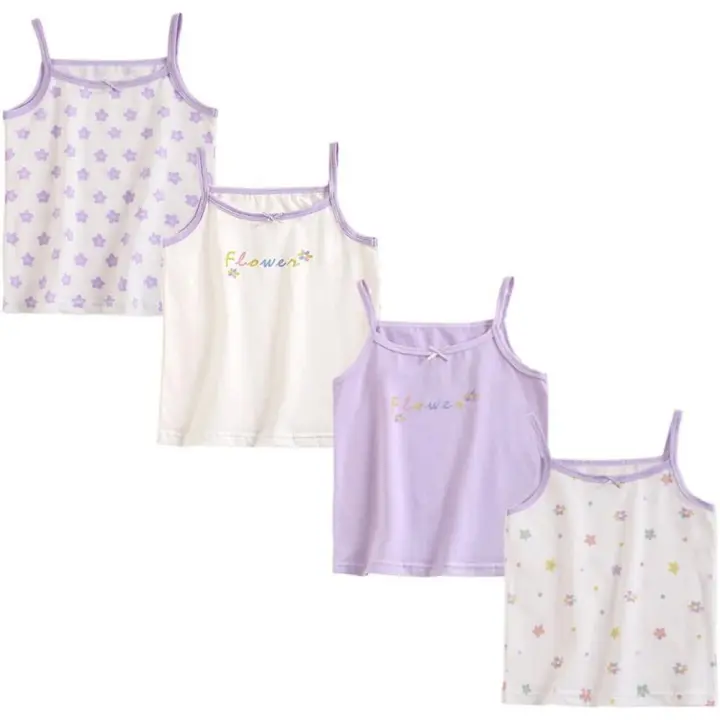 Camisetas de Tirantes Interiores de Algodón para Niña, Ropa Interior, paquete de 4 - 1