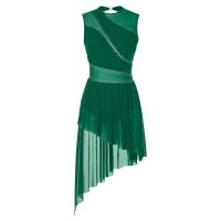 Elegante Traje de Patinaje de Hielo para Mujeres Leotardo de Ballet de Malla Transparente sin Mangas Traje de Baile Lírico Contemporáneo - details 81