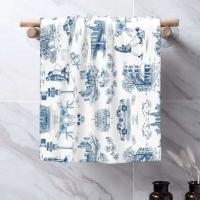Toile De Jouy Toalla Algodón Francés Azul Marino Baño Ducha Deportes Yoga Toallas - details 117