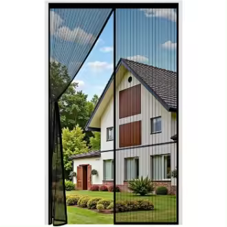 Cortina mosquitera magnética para puertas, 80x210 cm, con malla extrafina para dejar pasar el aire fresco, cierre automático, evita el paso de insectos, color negro - 1