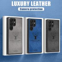 Funda de ciervo de piel de tela delgada para Samsung Galaxy S23 Ultra FE S22 S21 S24 Ultra A15 A25 A35 A55 A34 A52 A54 5G cubierta trasera dura - details 4