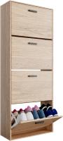Mueble zapatero de 12 pares - Estantería de gran capacidad para vestíbulo o pasillo - (ancho) 60 x (profundidad) 24 x (alto) 80 cm - Madera clara blanca - details 38