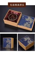 Quemador casero de cobre con placa antigua inspirada en Zen de tres patas cubierto de loto puro, quemador de incienso para la ceremonia del té budista - details 13