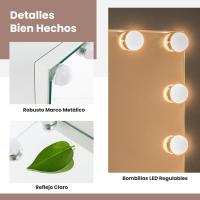Espejo Maquillaje con Luz, Espejo Hollywood con 14 Bombillas LED, 3 Modos de Iluminación Ajustables, Espejo Tocador con Luz Camerino, Control Táctil, 50 x 12 x 43 cm - details 2
