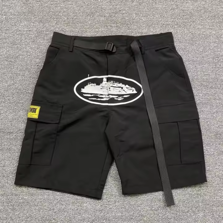 Logotipo impreso pantalones cortos tendencia hip hop casual pantalones de cinco puntos hombres y mujeres - 1