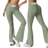 Pantalones acampanados de cintura alta para mujer, pantalones acampanados elásticos para gimnasio, ropa deportiva, botas cortas, mallas de Yoga - details 0