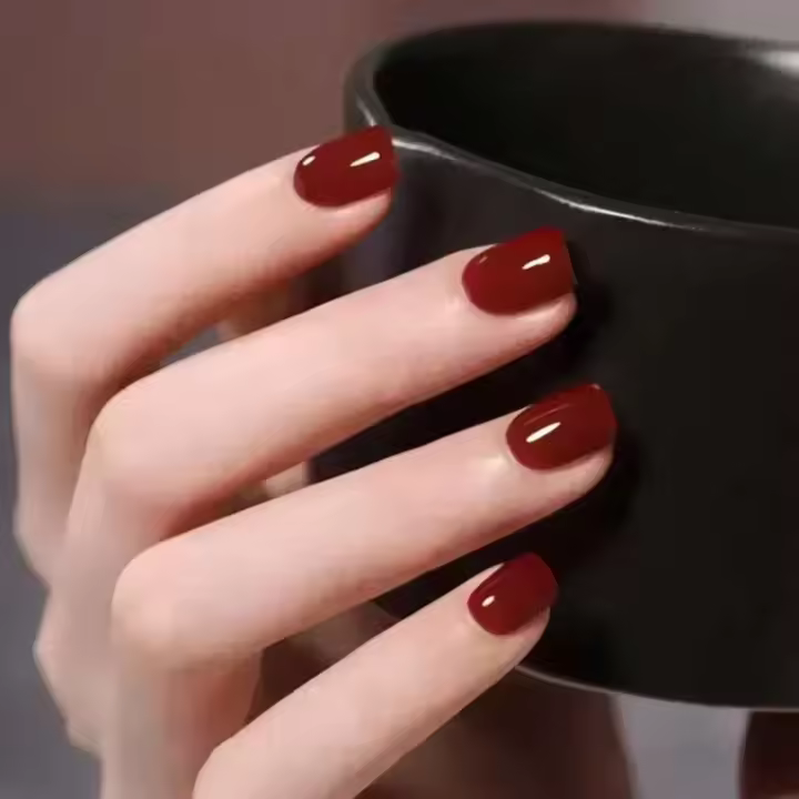 24 Piezas de uñas artificiales rojas largas Completamente cubiertas Punta de gelatina - 1