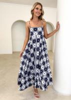 Vestido largo floral con tirantes finos bohemios sin mangas con cuello cuadrado informal de verano para mujer - details 8