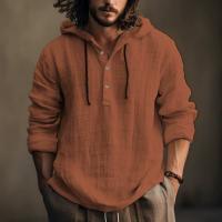 Sudadera con Capucha de Algodón-Lino para Hombres Camisas de Playa Sueltas con Capucha para El Verano Ropa Casual para Primavera y Otoño - details 6