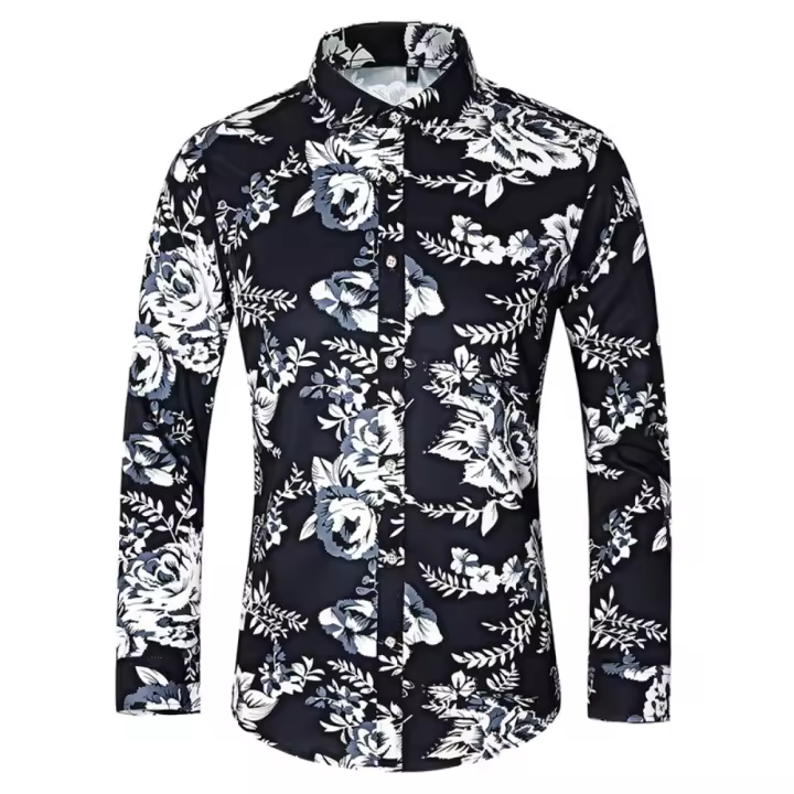 Camisas casuales para hombre con estampado de moda, elásticas, sin plancha, talla grande - 1