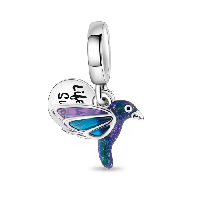 Colgante con cuentas de plata de ley 925, colgante de pájaro azul de ensueño, pulsera Original para fabricación de joyas, regalo del Día de San Valentín - 1