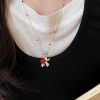 Lindo collar con colgante de perro con globo de frijol rojo para mujer 2025 nuevos accesorios de cadena de suéter de gama alta de primavera y verano - details 4