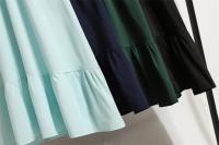 Vestido largo ajustado a la cintura con jersey de manga larga de color liso para mujer - details 4