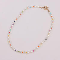 Collar con hebilla de marinero y perlas ovaladas geométricas de 6mm para mujer, collar con hebilla de resorte con cuentas coloridas - details 3