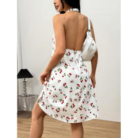 Falda de Verano para Mujer con Estampado de Cereza Espalda Descubierta, Ajuste Suelto, Estilo Dulce y Casual para Vacaciones o Moda - details 3