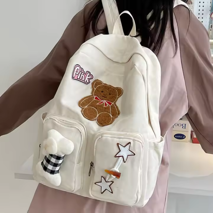 Gran capacidad, oso, color, genial, lindo, mochila, nicho, bolso escolar, nuevo estilo, fresco y dulce. - 1