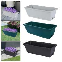 2 Pieces Window Box Planter Rectangle Plant Containers Decors with Drainage Holes Flower Pot Plant Pot for Outdoor Garden Home