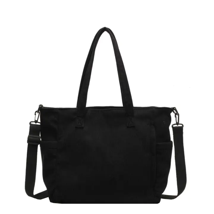 Bolso de mano maduro a la moda, bolso de hombro de pana simple yle, color sólido, bolso de mujer de gran capacidad para ir al trabajo - 1