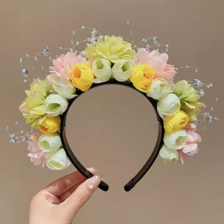 Tocado de flores con cabeza de Quanzhou, guirnalda de flores de estilo étnico, accesorios para el cabello, accesorios de fotografía - 1