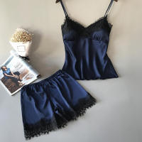 Conjunto de Pijama de Verano 2024 para Mujeres Sexy Escote en V Cómodo y Transpirable con Shorts de Suspensores - details 5