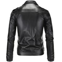 Abrigo de cuero de Pu para motocicleta, abrigo de cuero de Pu para motocicleta, versión coreana, ajustado, tendencia, hombres jóvenes y guapos, informal, con cuello levantado, Otoño e Invierno - details 3