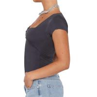 Ropa de verano ajustada Y2k Fairy Grunge 2000s para mujer, camisetas de manga corta con cuello en V, ropa de calle - details 12