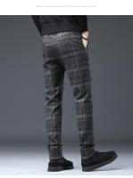 Pantalones Largos de Moda para Hombres Primavera 2025 Ajuste Delgado, Legua Recta, Estilo Casual a Cuadros Ropa de Negocios Elegante - details 0