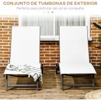 Pack de 2 Hamacas de Jardín Exterior Reclinables de Aluminio con Resalto Ajustable de 5 Niveles y Ruedas Ideal para Playa Piscina 165x66x102 cm Gris Oscuro - details 12