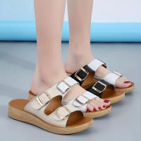 Women Double Buckle Strap Flat Slides Casual Open Toe Non Slip Wear-resistant Shoes Outdoor Beach Slides - details 10