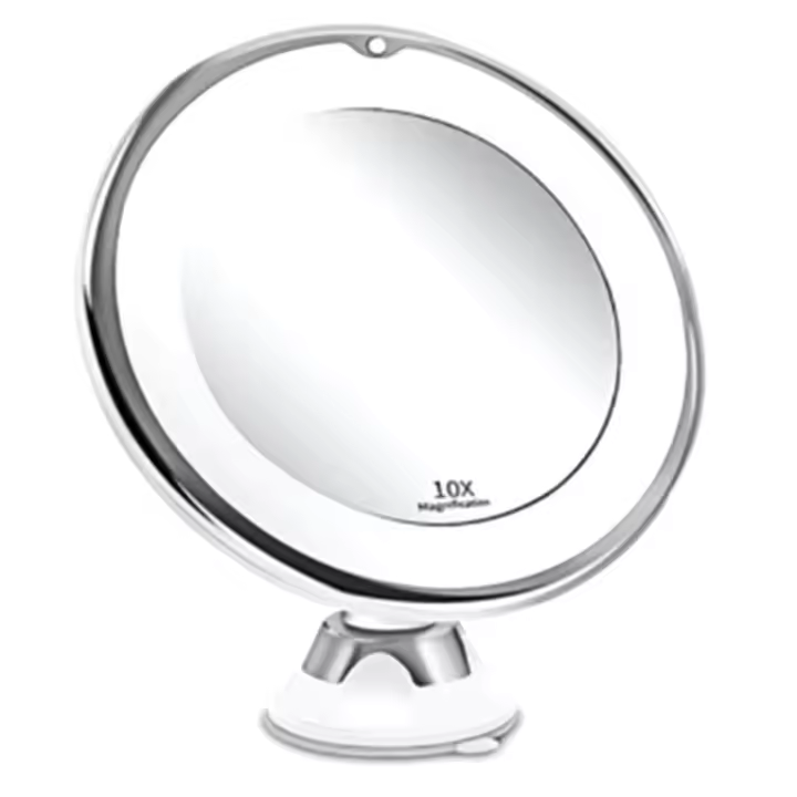 Espejo de Maquillaje LED 10X Ventosa de Bloqueo, Rotación de 360 Grados, Ajustable para Hogar/Viaje/Baño Herramientas de Cuidado de la Piel de Belleza - 1