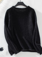 Jersey informal de cuello redondo para mujer, Jersey holgado de punto de manga larga, Tops de otoño e invierno, 2024 - details 8