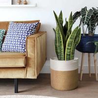 Cestas de cuerda de algodón, soportes ETA tejidos a mano de gran capacidad, cestas de iluminación ETRO para interiores para tiendas de plantas, juguetes y ropa - details 3