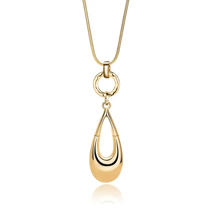 Collares largos para mujer, colgante de gota de agua, suéter en capas Y declaración, collar de cadena de plata bohemia con caja de regalo, joyería - 1