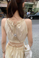 Vestido de Suspensor de Cuello Diseño de Verano para Mujeres Cintura Recortada, Adelgazante - details 5