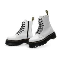 Suelas gruesas con forro polar Botas Dr. Martens, cremalleras laterales, botas cortas de mujer británica, suelas de pastel, botas de trabajo y zapatos de algodón - details 6