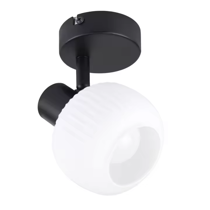CBJKTX Foco de techo negro E14, pantalla de cristal vintage, foco moderno para interiores, para dormitorio, sala de estar - 1