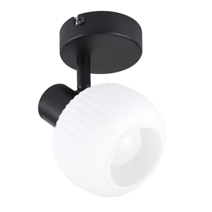 CBJKTX Foco de techo negro E14, pantalla de cristal vintage, foco moderno para interiores, para dormitorio, sala de estar - 1