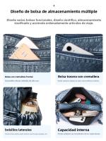 Bolso de Hombro Oblicuo de Cuero Suave Diseño Gráfico Lining de Poliéster Exterior de Denim - details 7